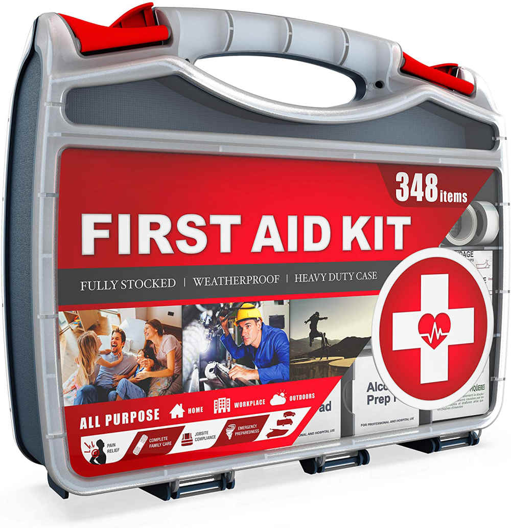 Ang 2-in-1Heavy-Duty Dual-Sided Hardcase First Aid Kit ay Naglalaman ng 348 Piece First Aid Kit