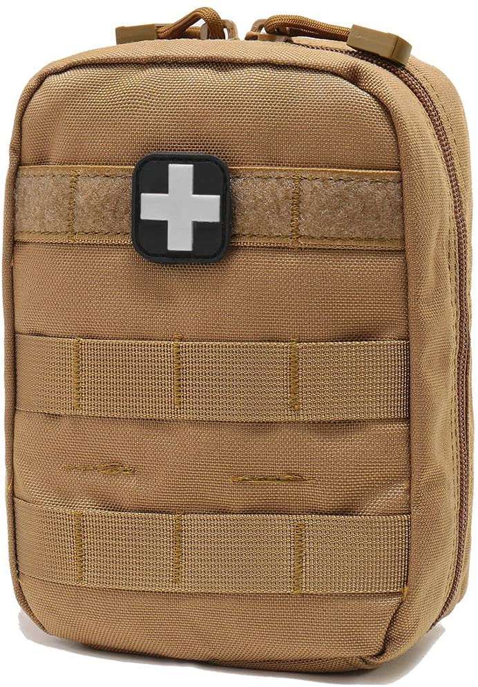 Brown First Aid Pouch na May Mga Medikal na Supplies