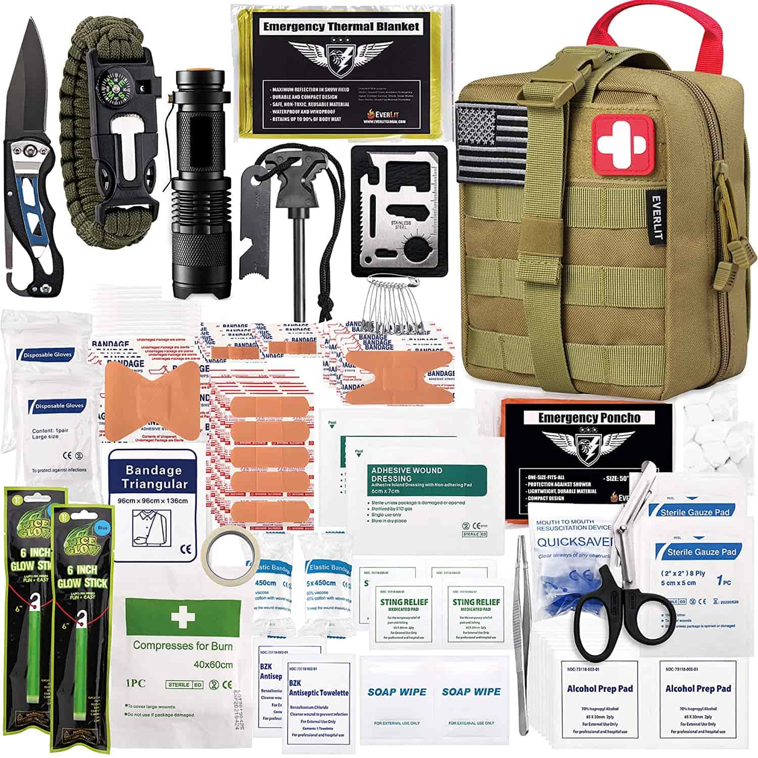 Ang Brown Survival First Aid Kit ay Naglalaman ng 250 pirasong First Aid Kit