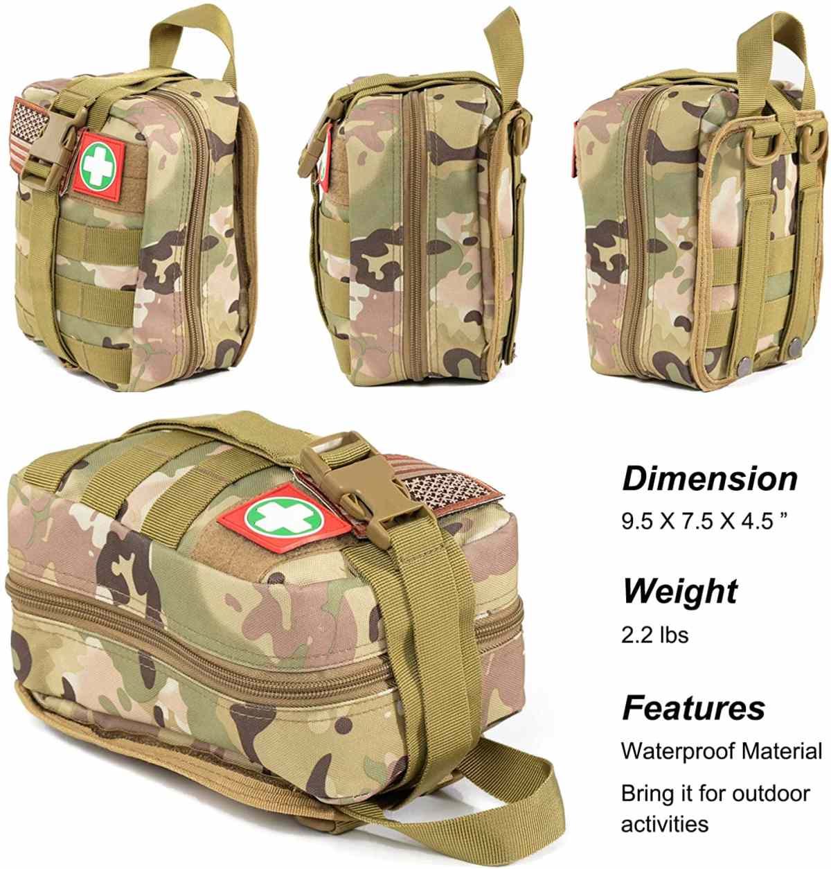 Camo Multi-Purpose First Aid Survival Gear para sa Camping