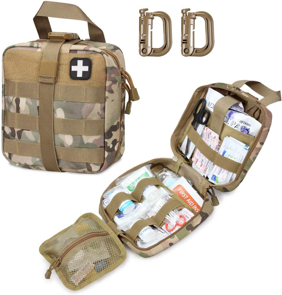 Camo Tactical First Aid Military Medical Pouch Kasama ang Red Cross Patch