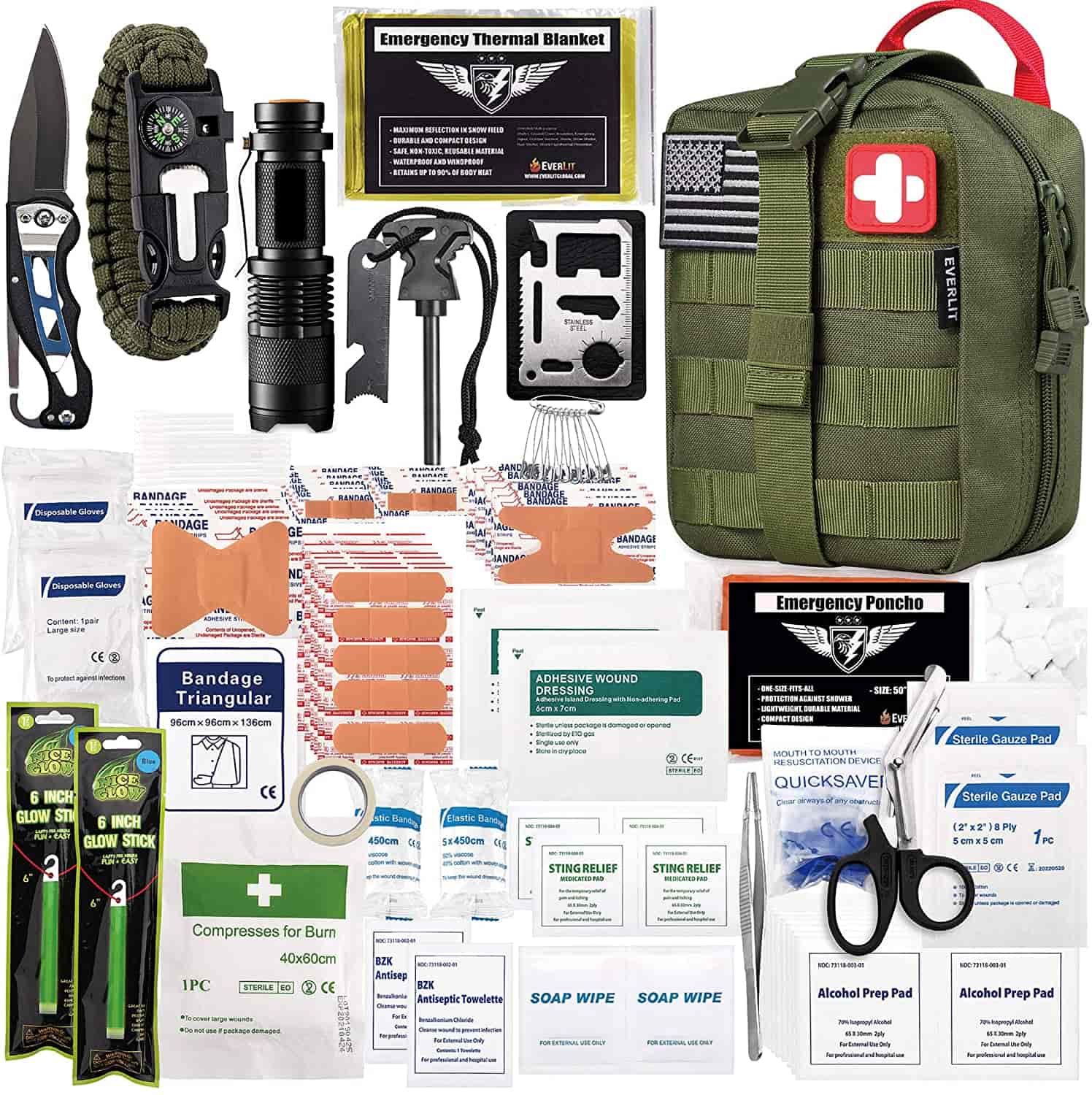 Green Survival First Aid Kit Naglalaman ng 250 Piece First Aid Kit