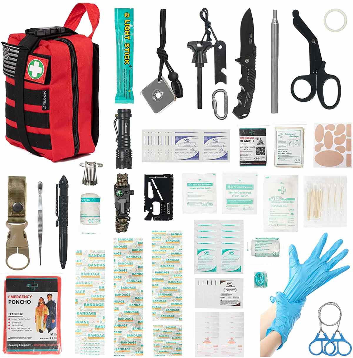 Red Multi-Purpose First Aid Survival Gear para sa Camping