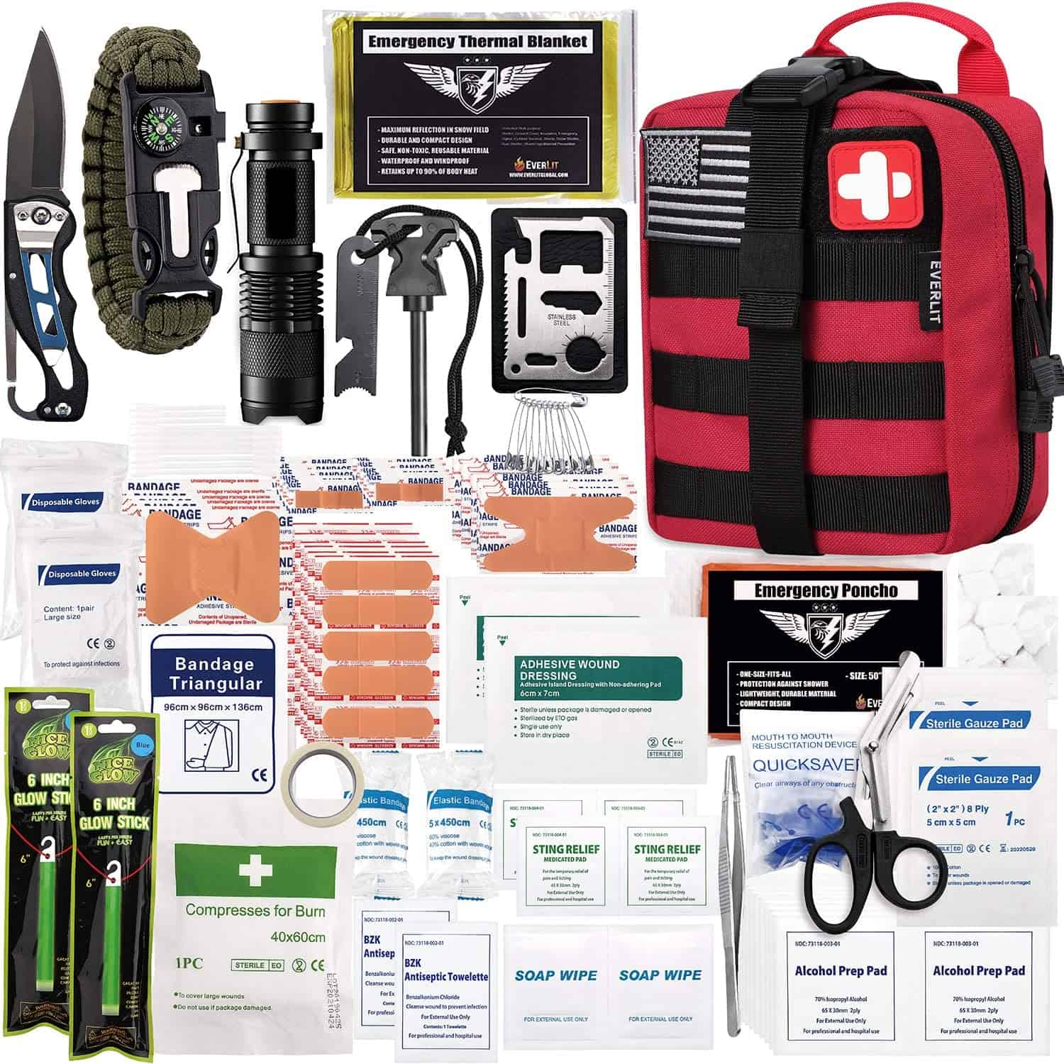 Ang Red Survival First Aid Kit ay naglalaman ng 250 pirasong First Aid Kit